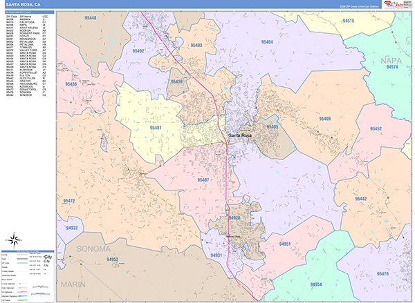 Santa Rosa Map Color Cast Style